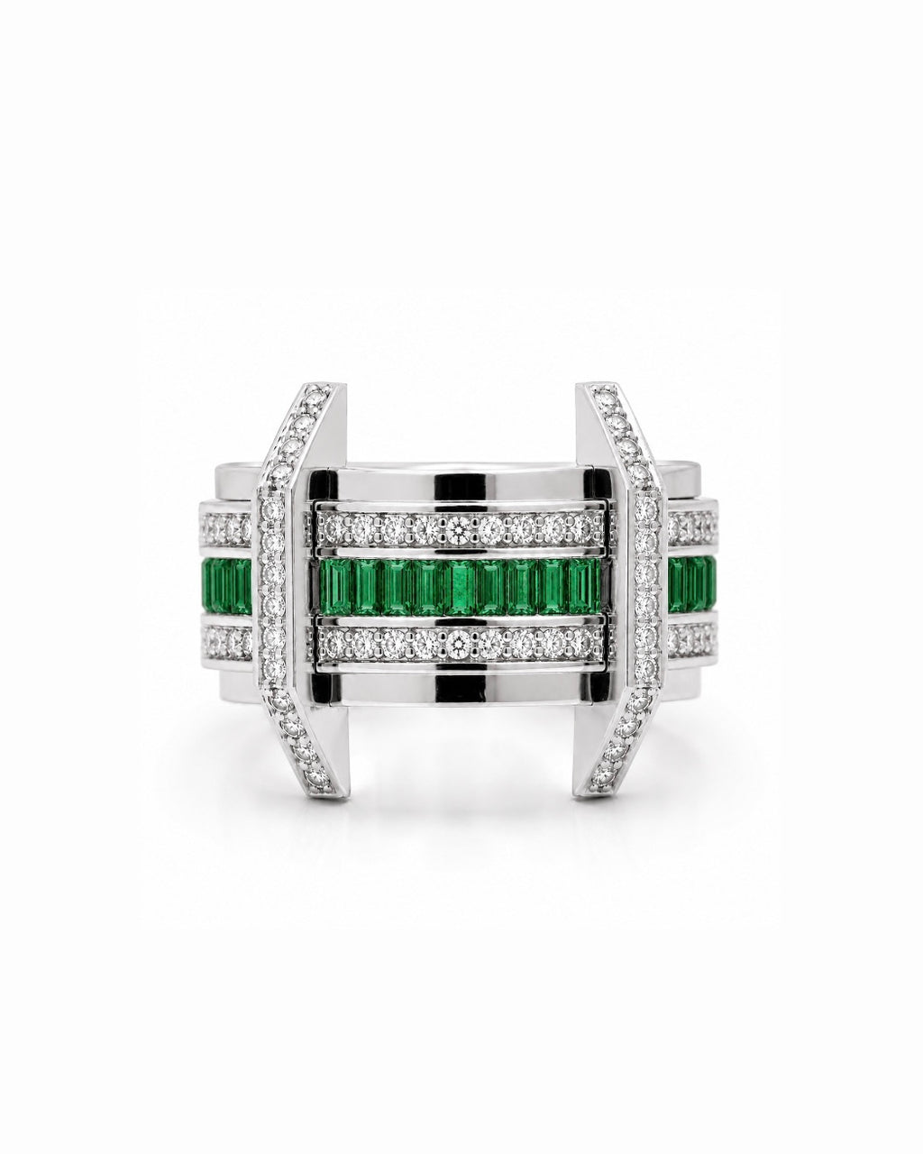 PONT EMERALD RING, LARGE, SILVER