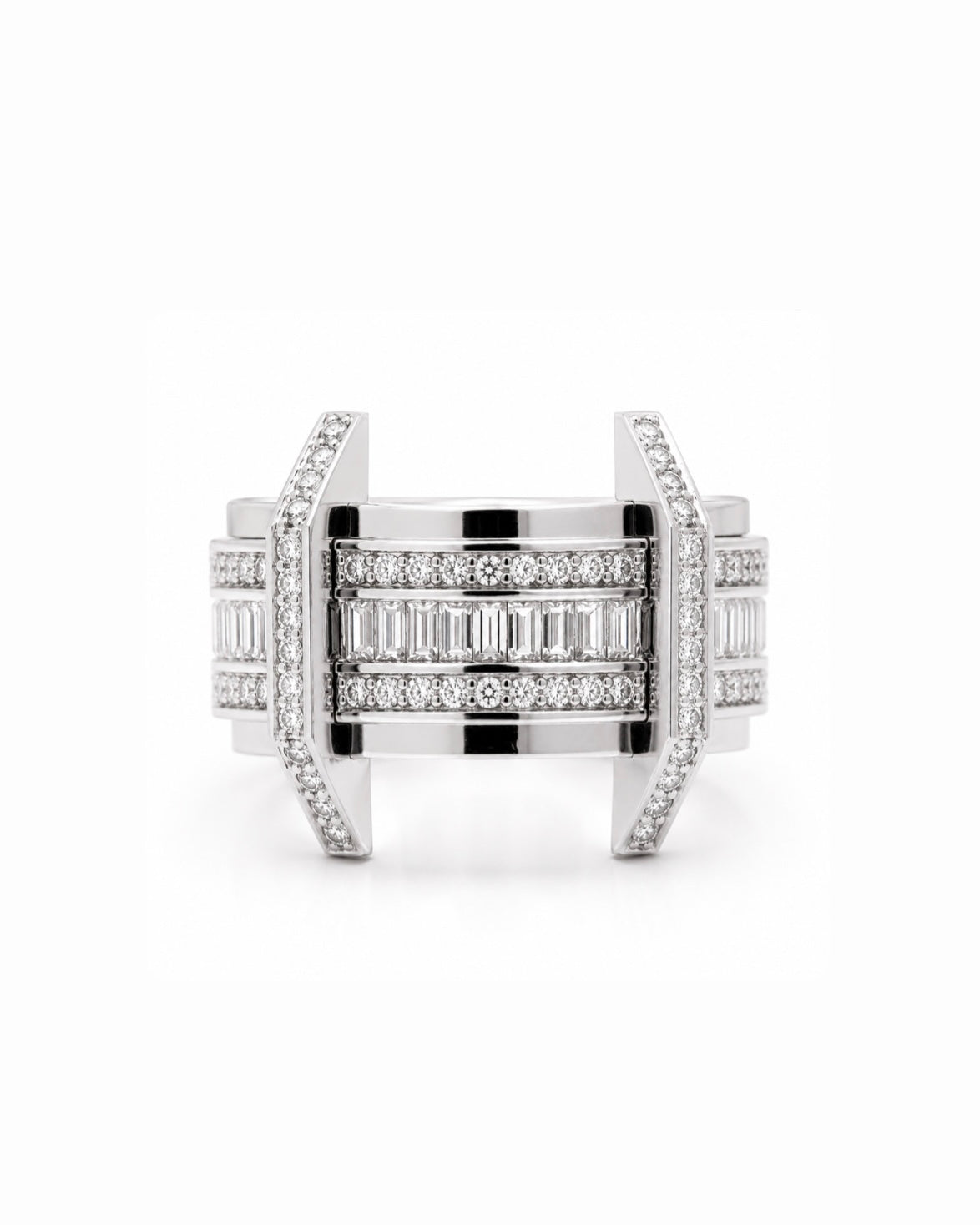 PONT DIAMONDS RING, LARGE, SILVER