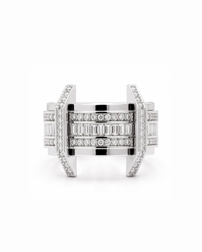 PONT DIAMONDS RING, LARGE, SILVER