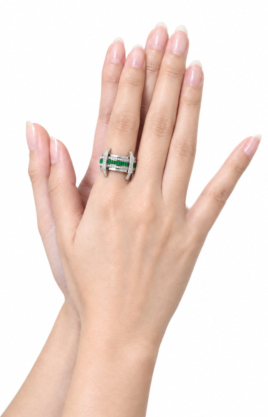 PONT EMERALD RING, LARGE, SILVER